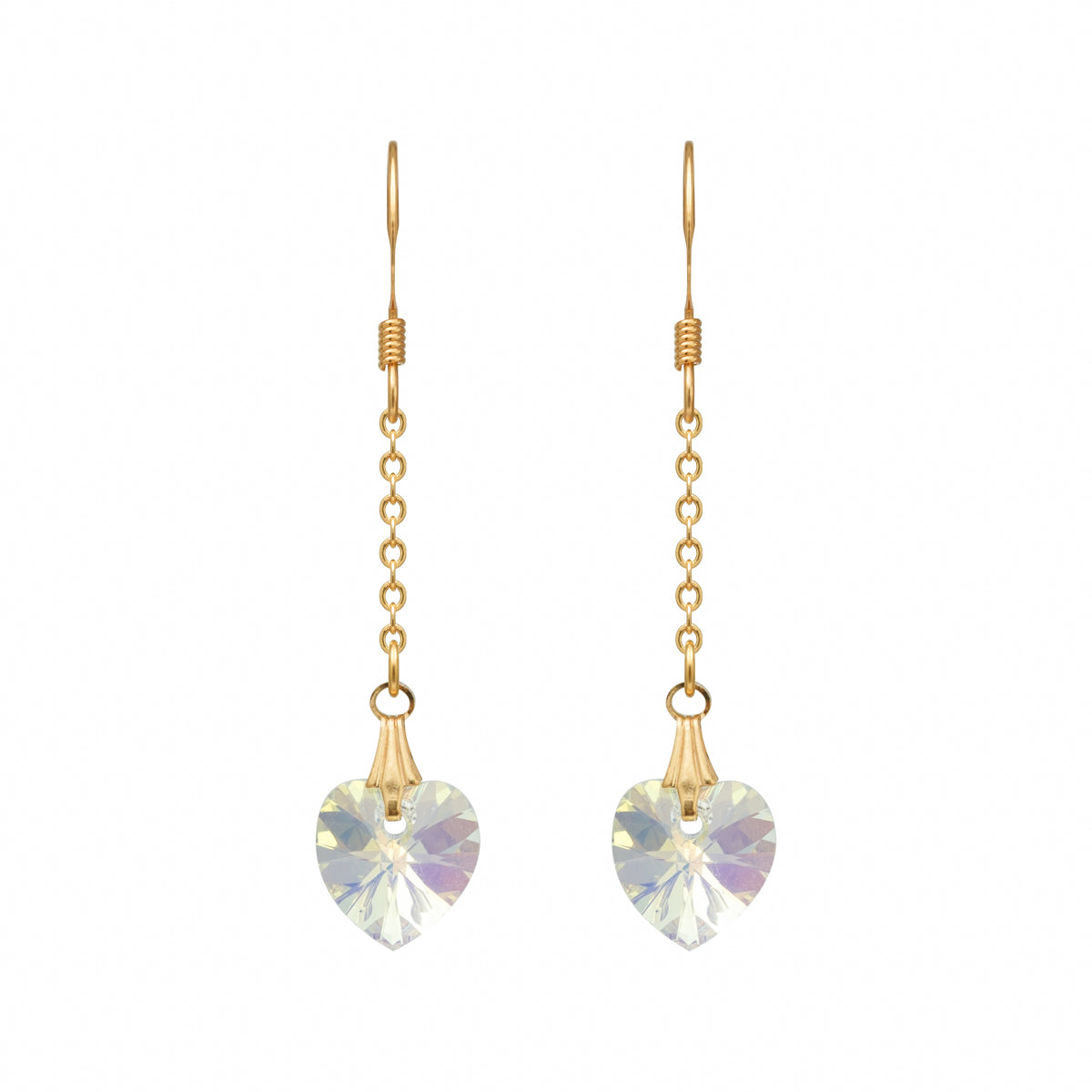 Gold Crystal Hearts French Hook Earrings - Simply Whispers