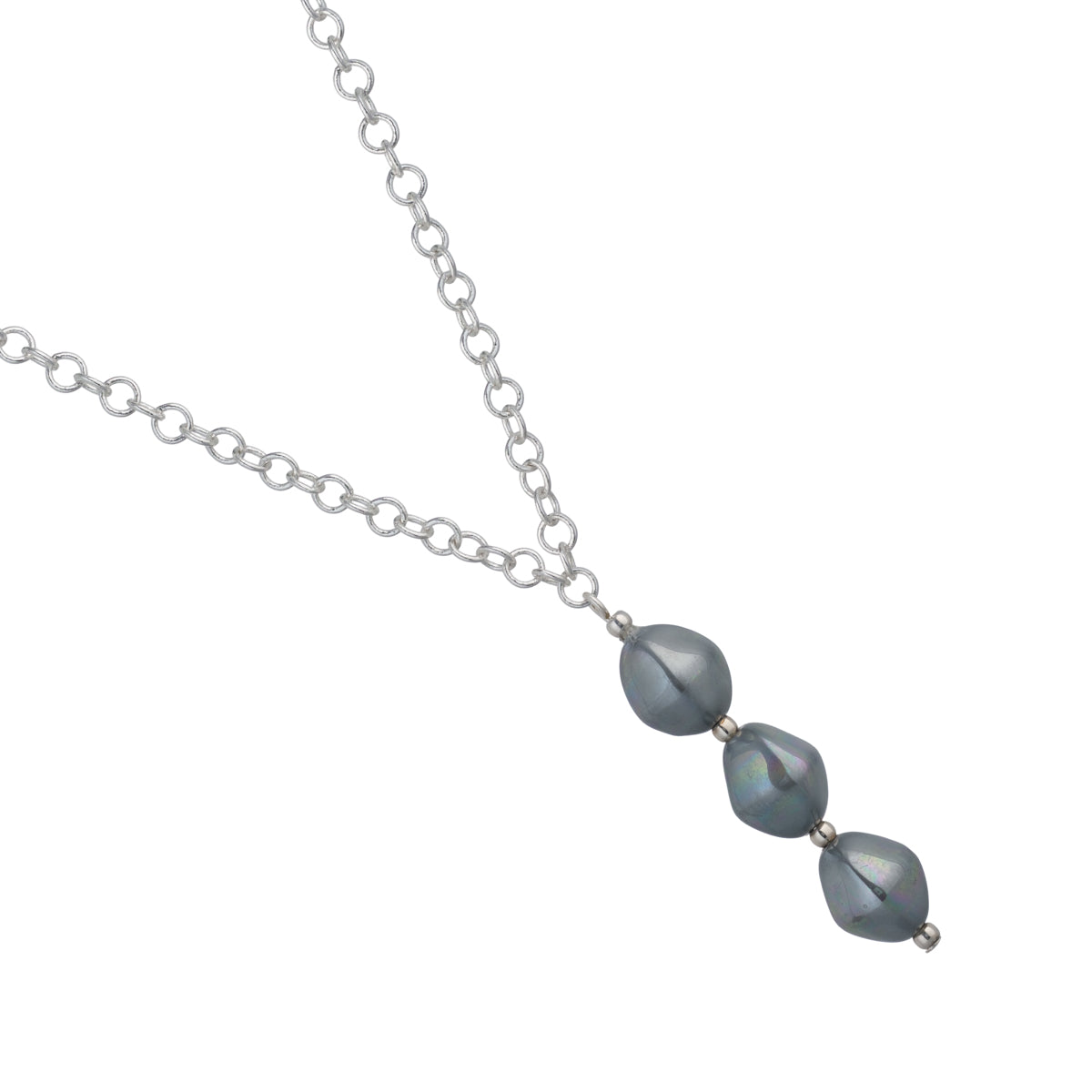 Hematite Drop Silver Necklace - Simply Whispers