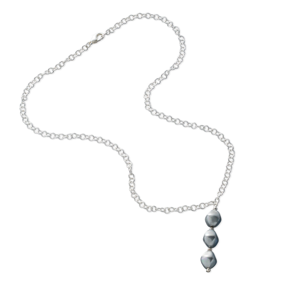 Hematite Drop Silver Necklace - Simply Whispers