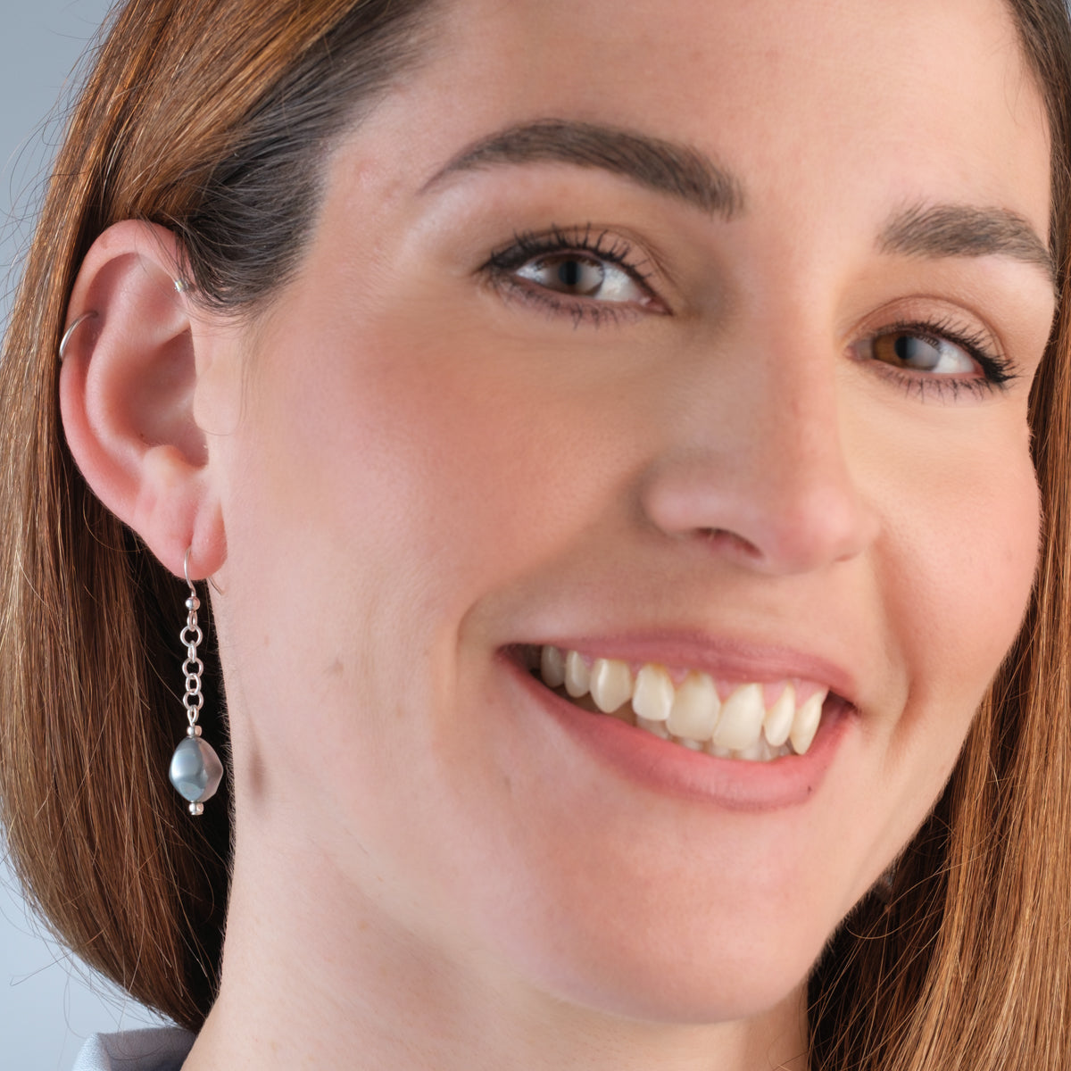 Hematite Drop Silver French Hook Earrings - Simply Whispers