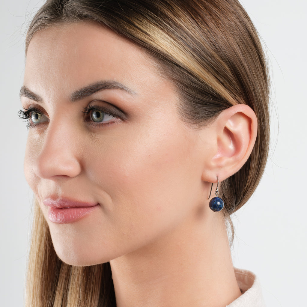 Genuine Lapis Niobium French Hook Earrings - Simply Whispers