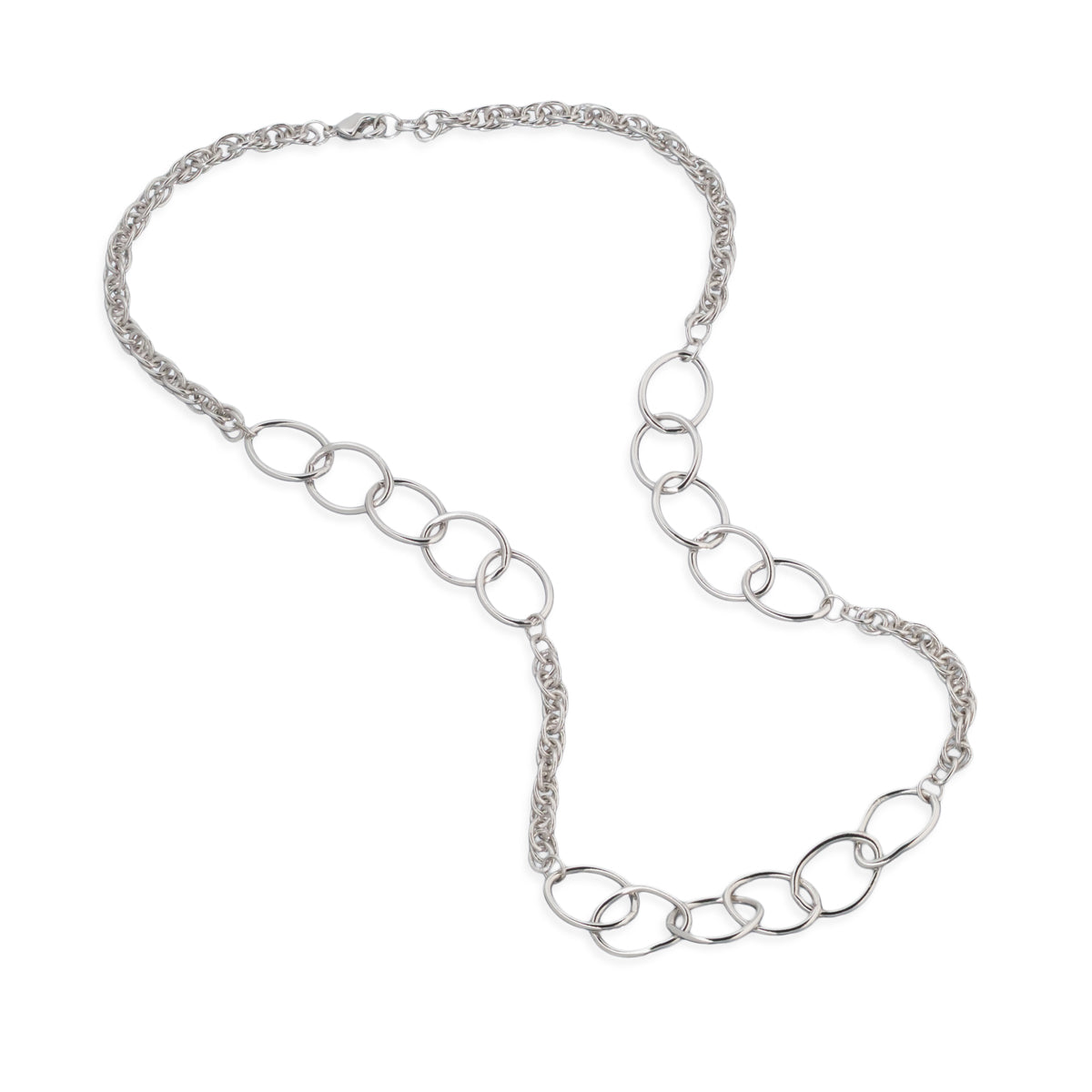 Silver Oval Links Rope Chain Necklace - Simply Whispers
