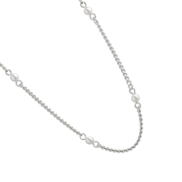 Pearl Mix Malti Chain Necklace （Silver） Silver Pearl Chain Necklace – Simply Whispers