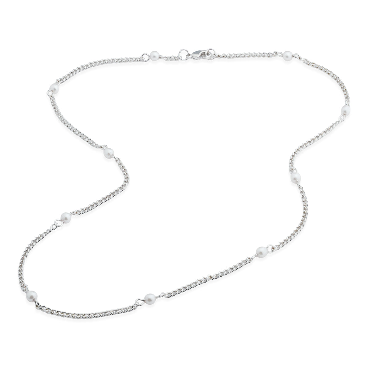 Silver Pearl Chain Necklace - Simply Whispers