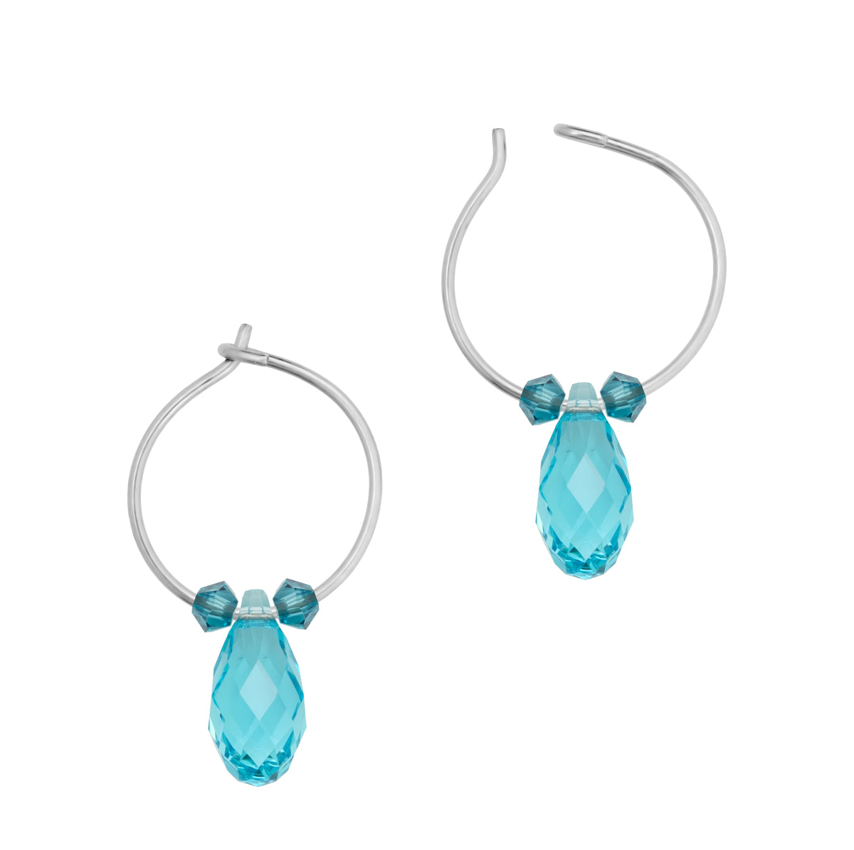 Turquoise Drop Titanium Hoop Earrings - Simply Whispers
