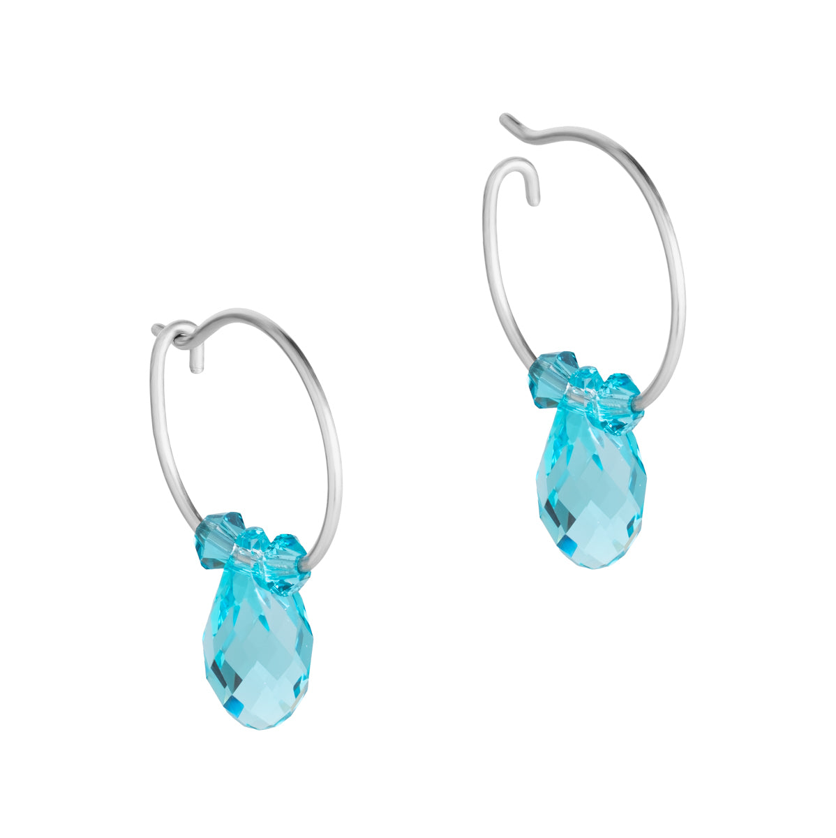 Turquoise Drop Titanium Hoop Earrings - Simply Whispers