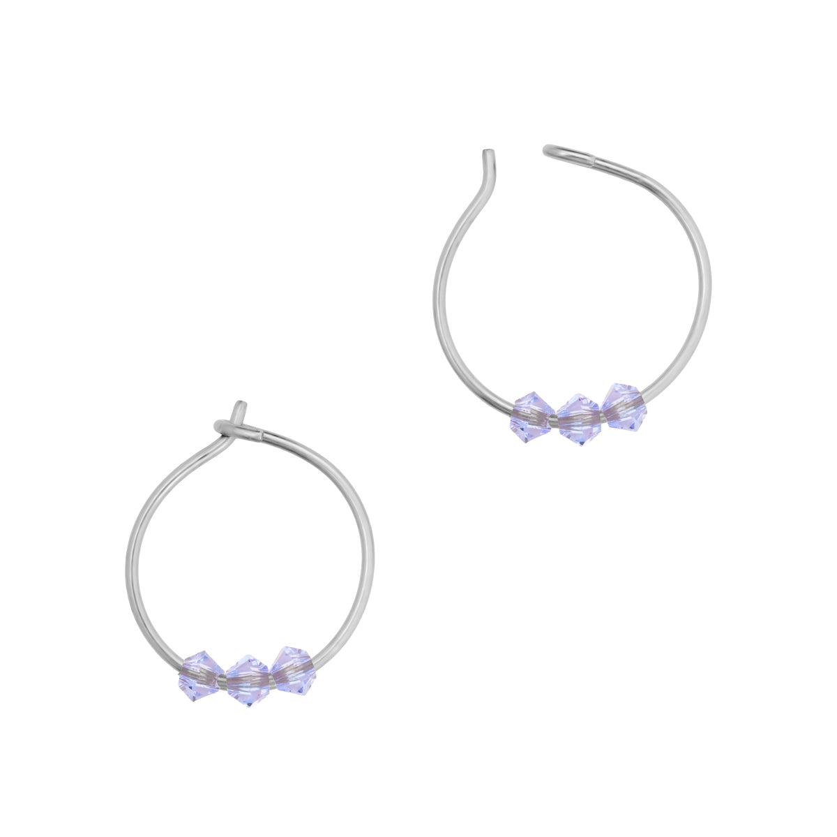 Purple Beads Titanium Hoop Earrings - Simply Whispers
