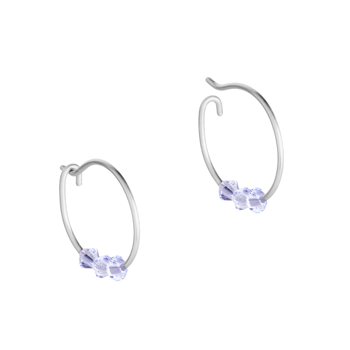 Purple Beads Titanium Hoop Earrings - Simply Whispers