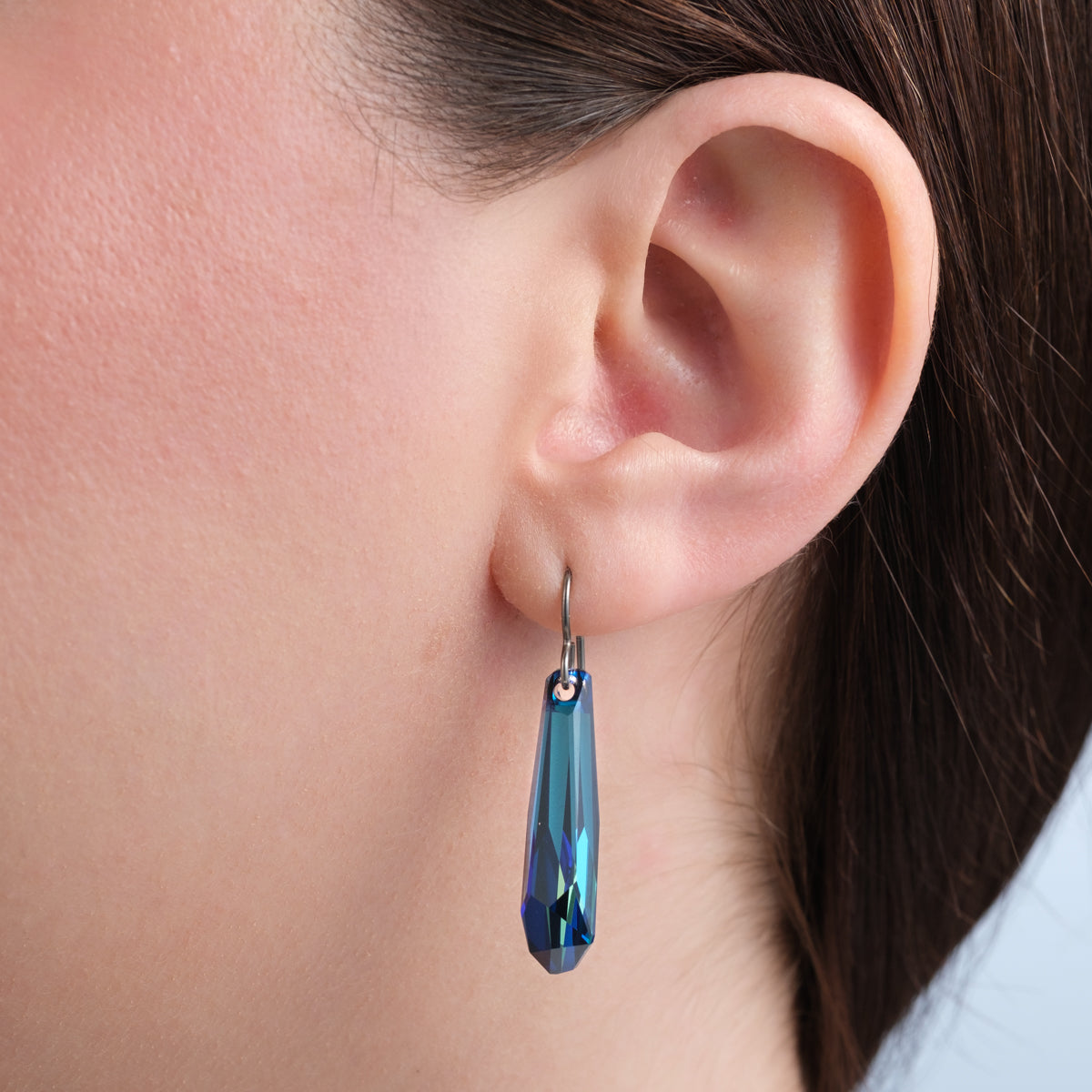 Blue Drop Titanium French Hook Earrings - Simply Whispers