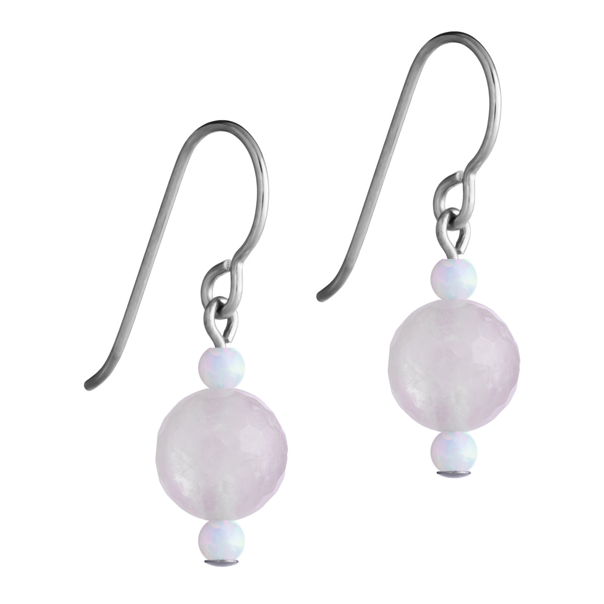 Rose Quartz and Opal Niobium French Hook Earrings - Simply Whispers
