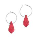 Red Drop Titanium Hoop Earrings - Simply Whispers