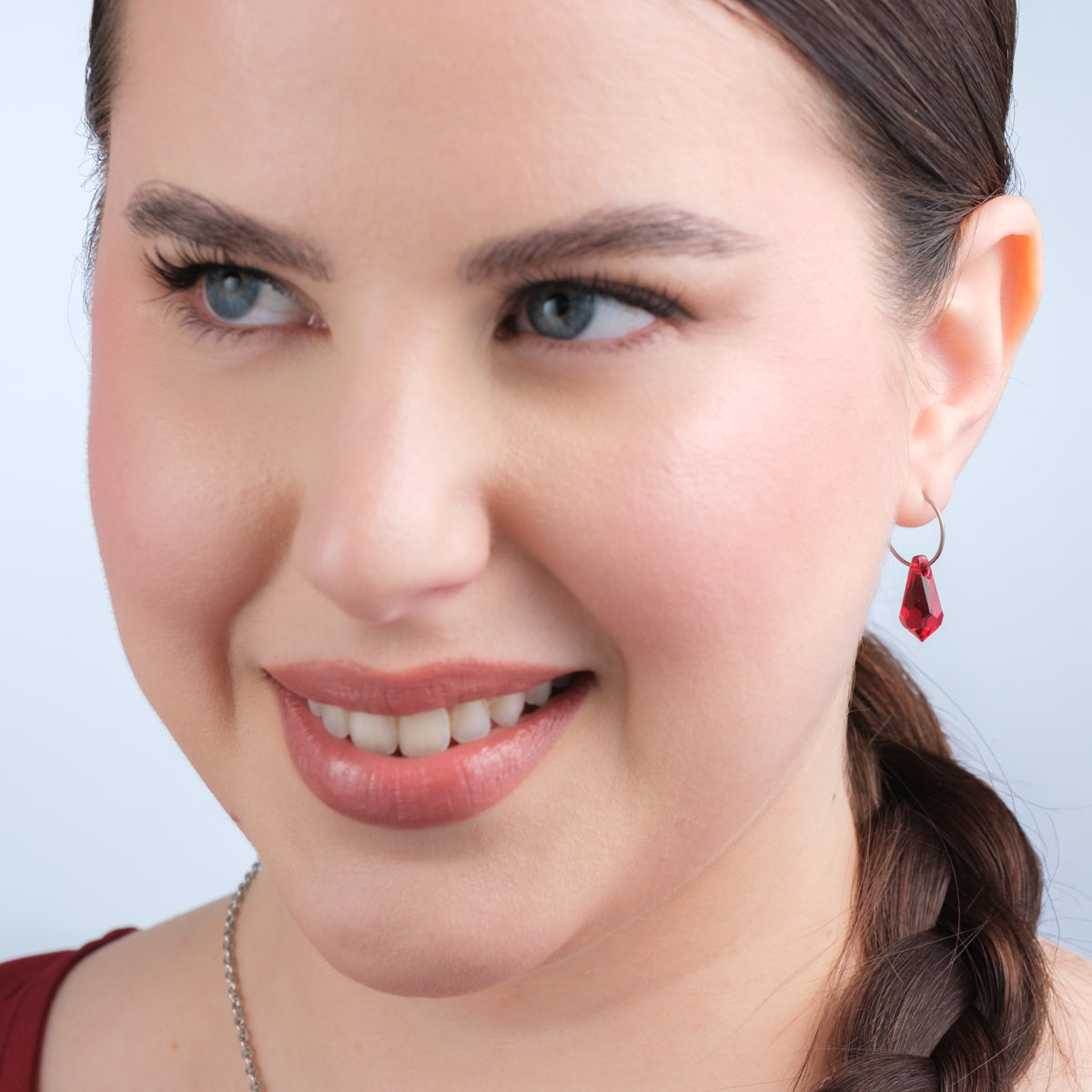 Red Drop Titanium Hoop Earrings - Simply Whispers