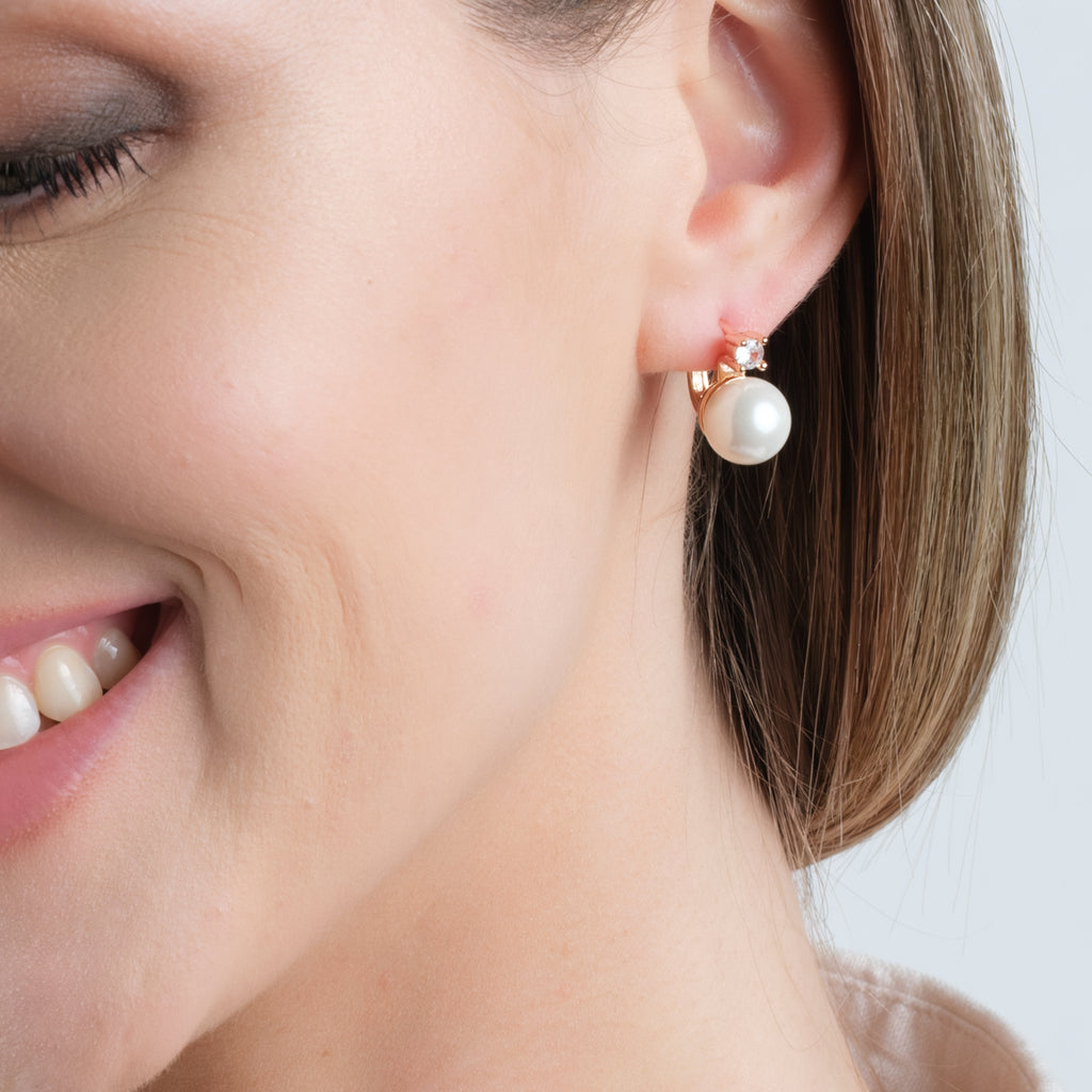 Rose Gold Pearl & Crystal Earrings - Simply Whispers