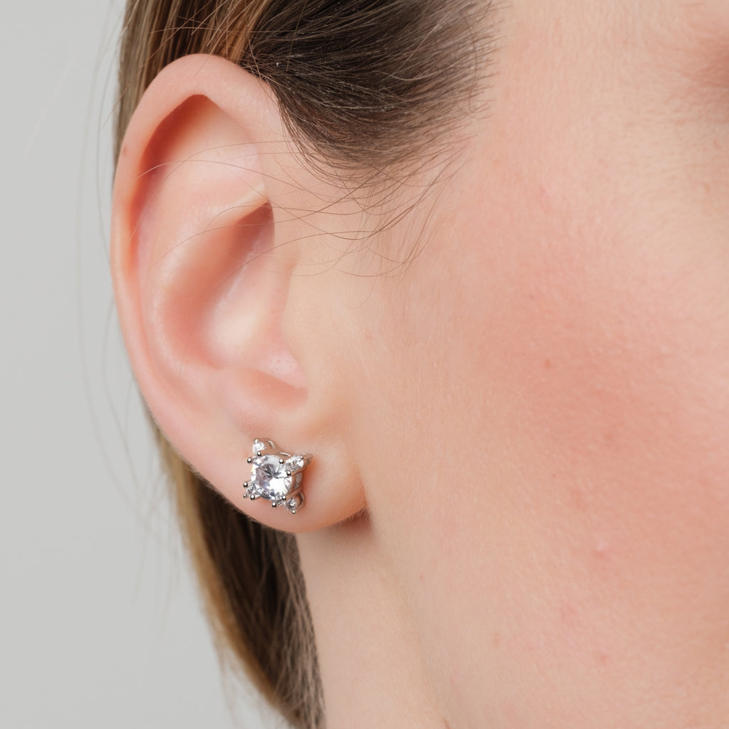 Silver Crystal Stud Earrings - Simply Whispers