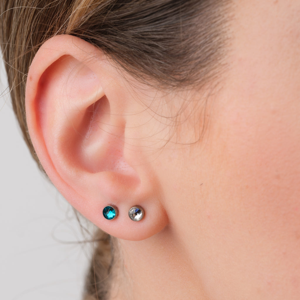 Turquoise Bezel Titanium Stud Earrings - Simply Whispers