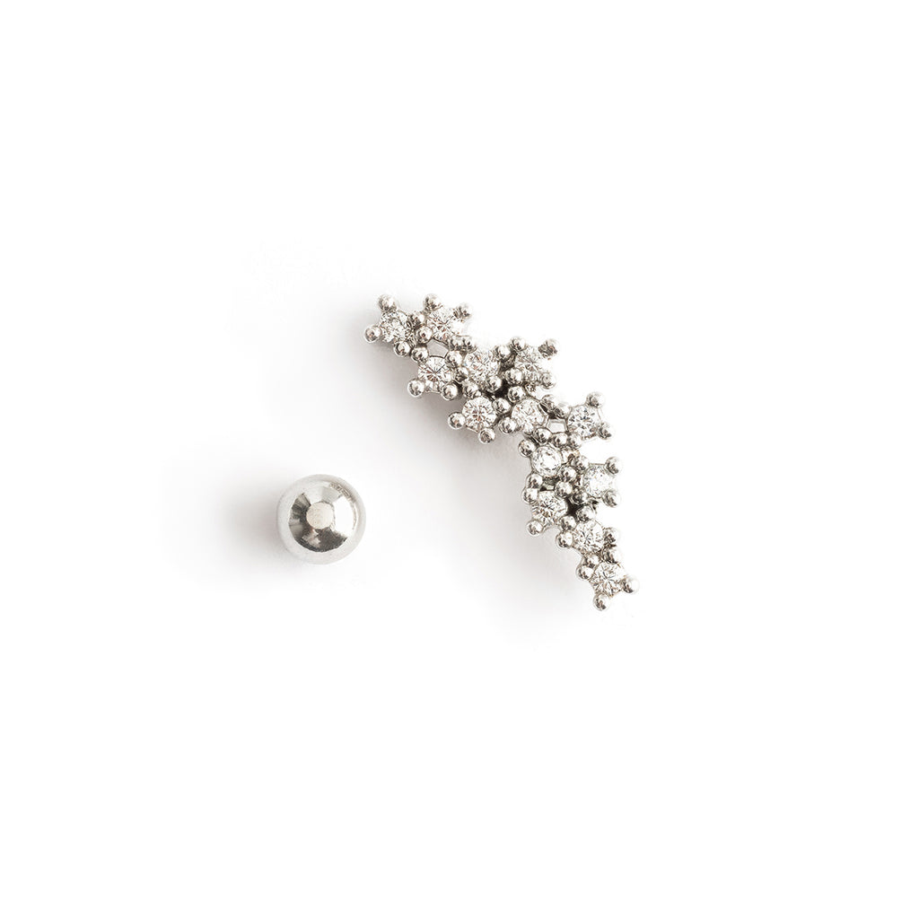 Helix Ear Piercing Silver Plated Crystal Stars - Simply Whispers