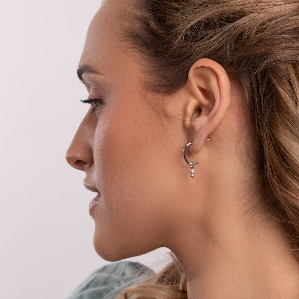 Crystal Cross Half Hoop Earrings - Simply Whispers