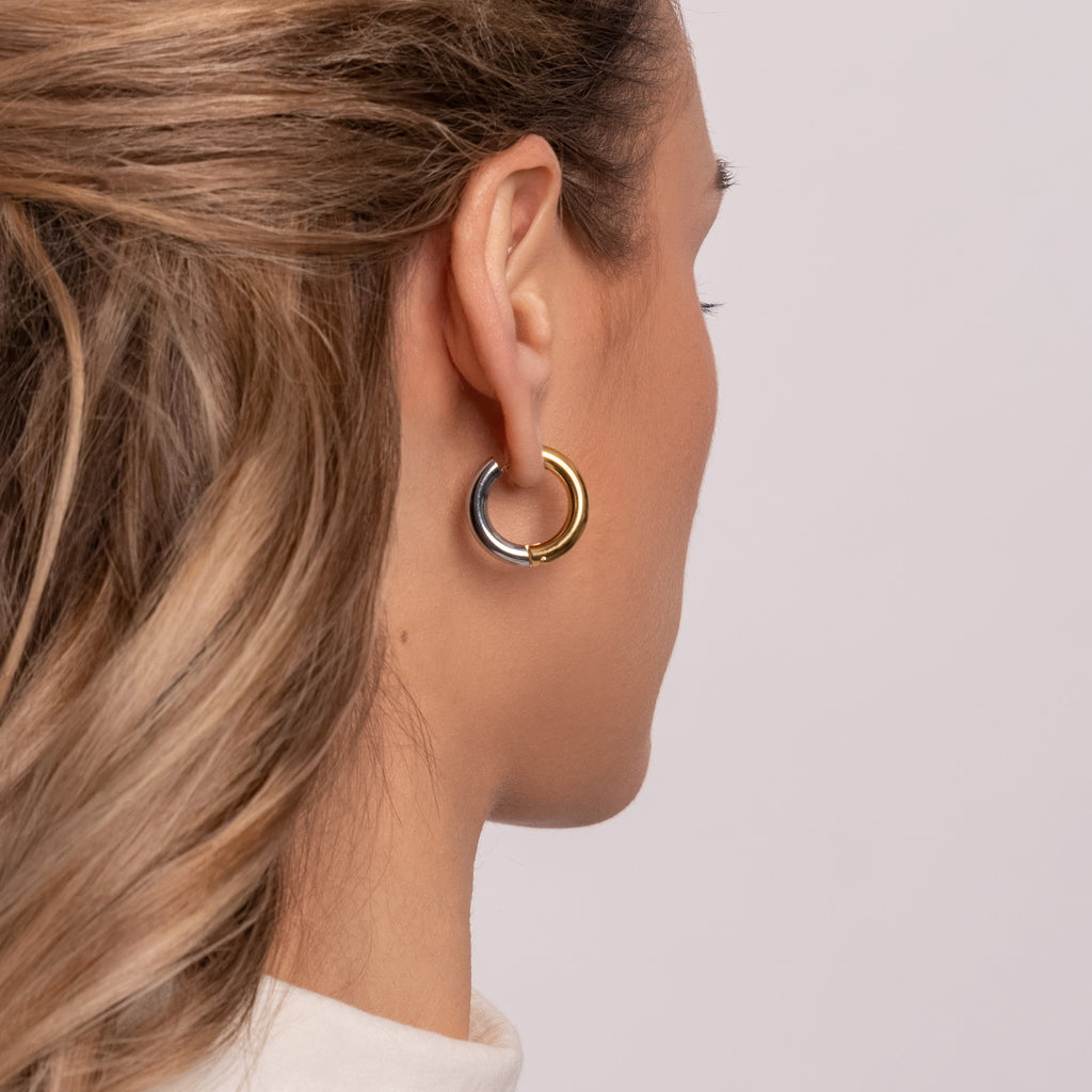 Gold And Silver Chunky Hoop Earrings - Simply Whispers