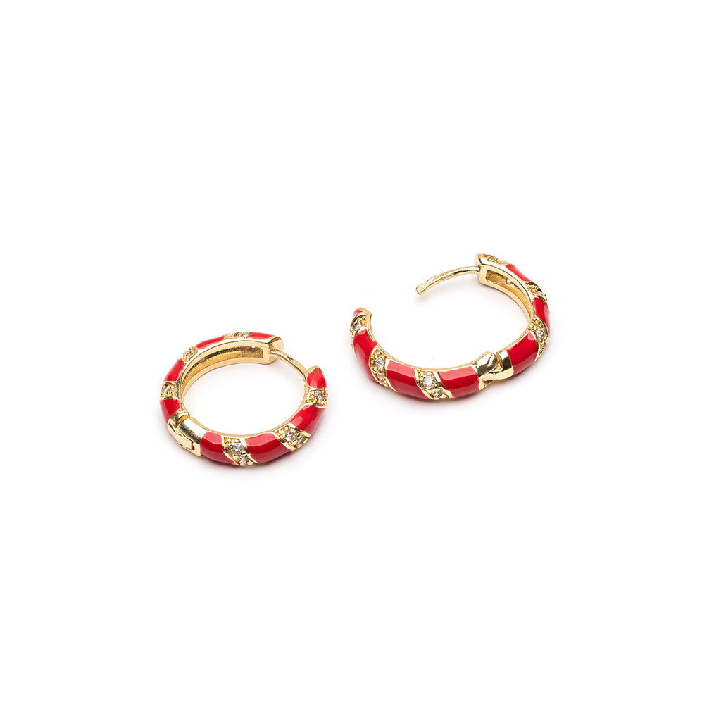 Red And Crystal Twist Gold Glated Hoop Earrings - Simply Whispers