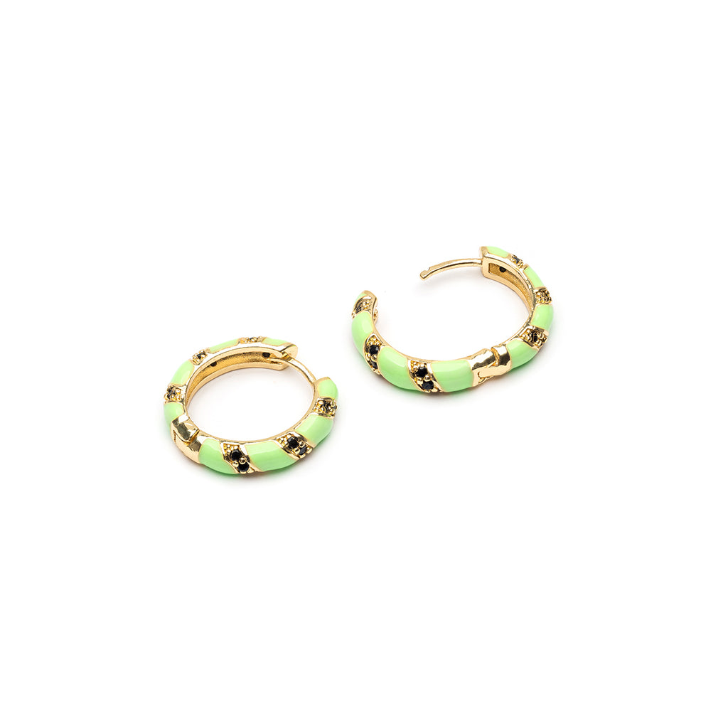 Green And Black Crystal Twist Gold Plated Hoop Earrings - Simply Whispers