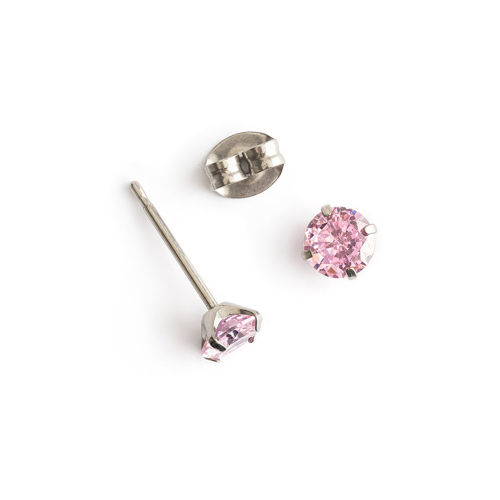 Pink Zirconia Titanium Stud Earrings - Simply Whispers