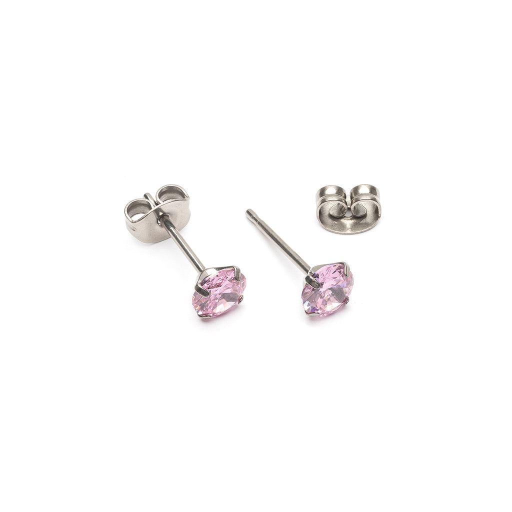 Pink Zirconia Titanium Stud Earrings - Simply Whispers