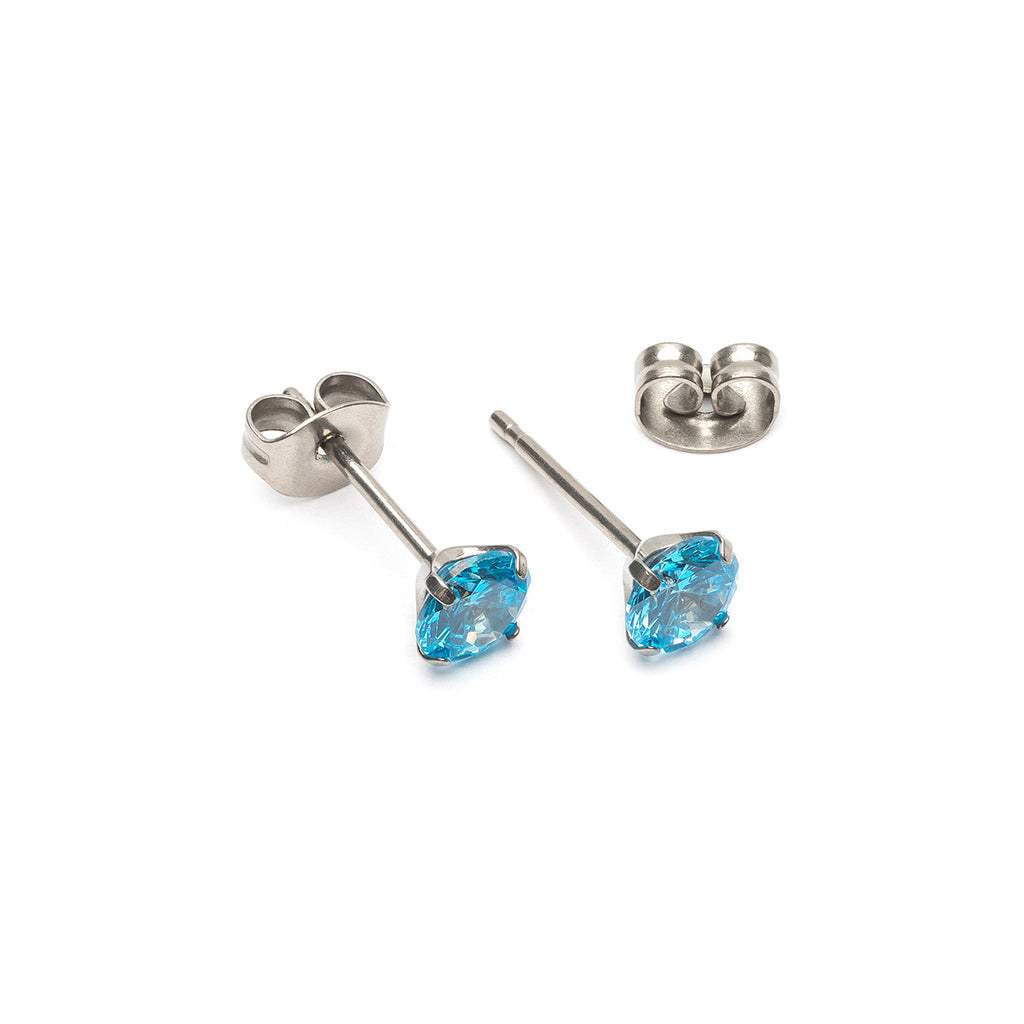 Light Blue Zirconia Titanium Stud Earrings - Simply Whispers