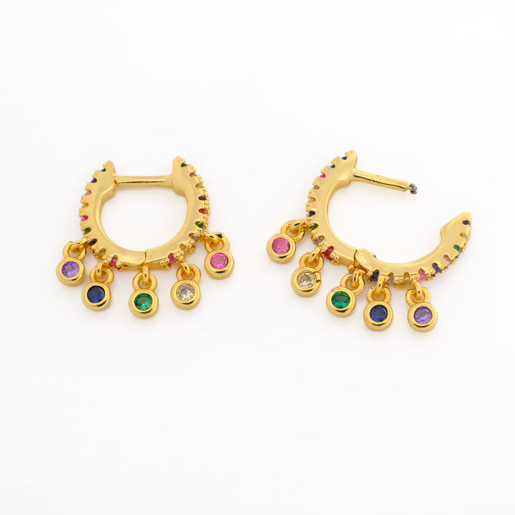 Multicolor charm rainbow huggie earrings - Simply Whispers