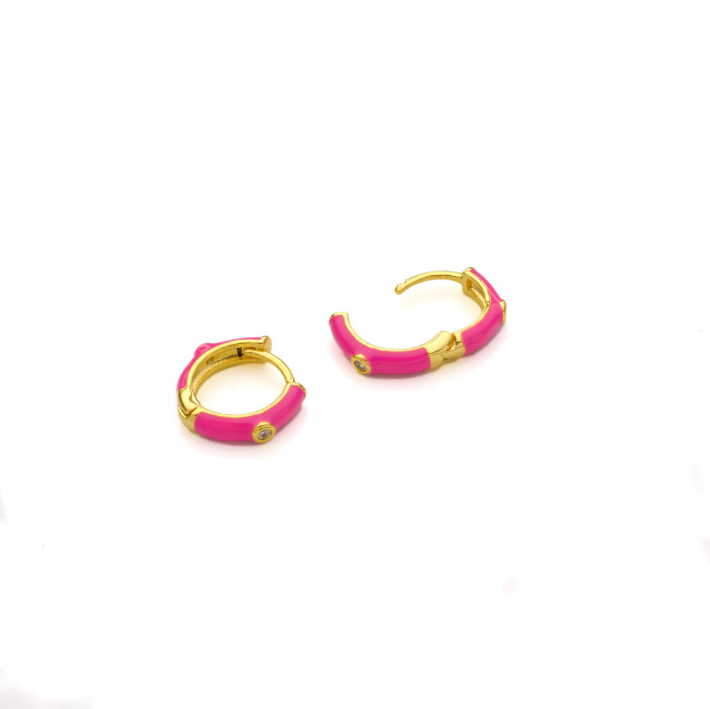 Fuchsia enamel huggie earrings - Simply Whispers