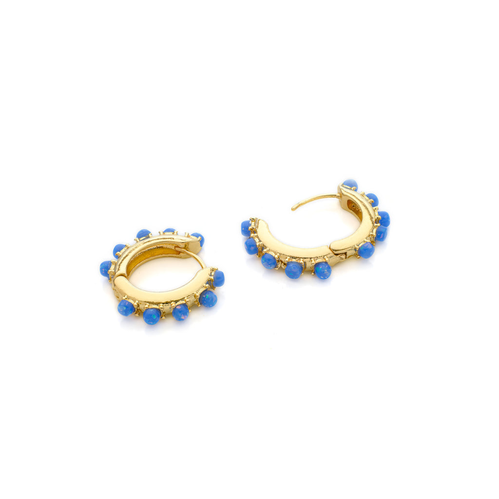Blue opal hoop earrings - Simply Whispers