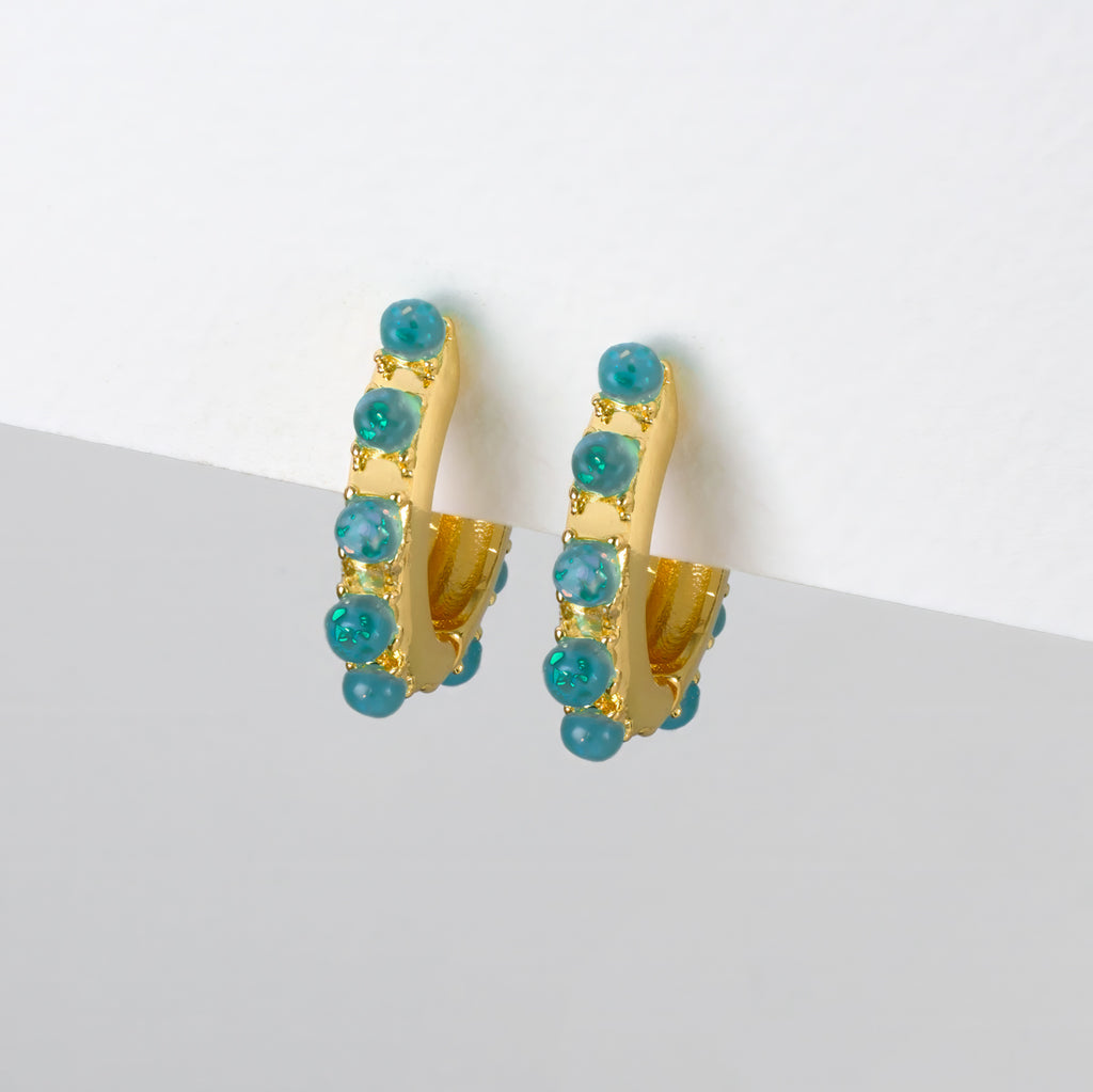 Green opal hoop earrings - Simply Whispers