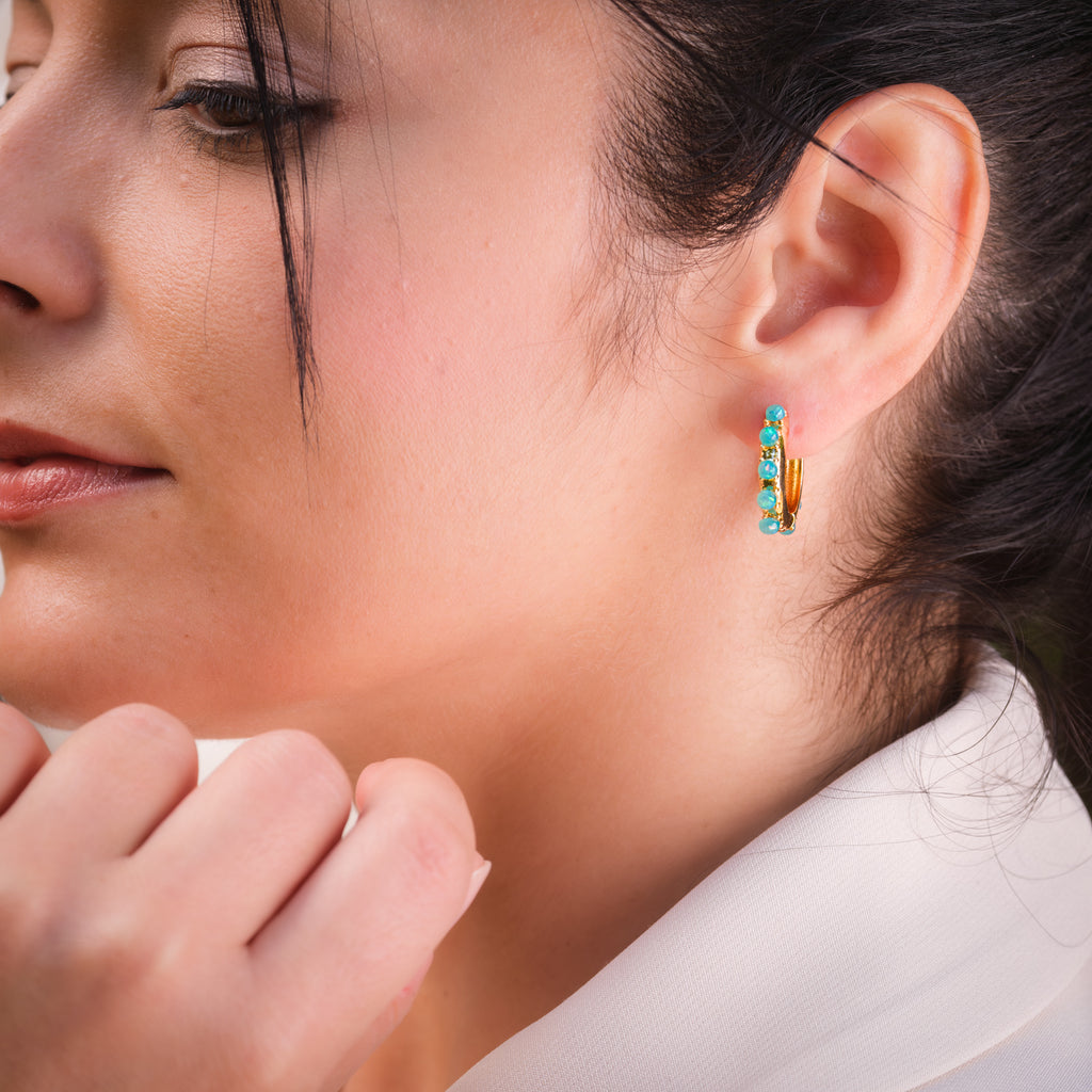 Green opal hoop earrings - Simply Whispers