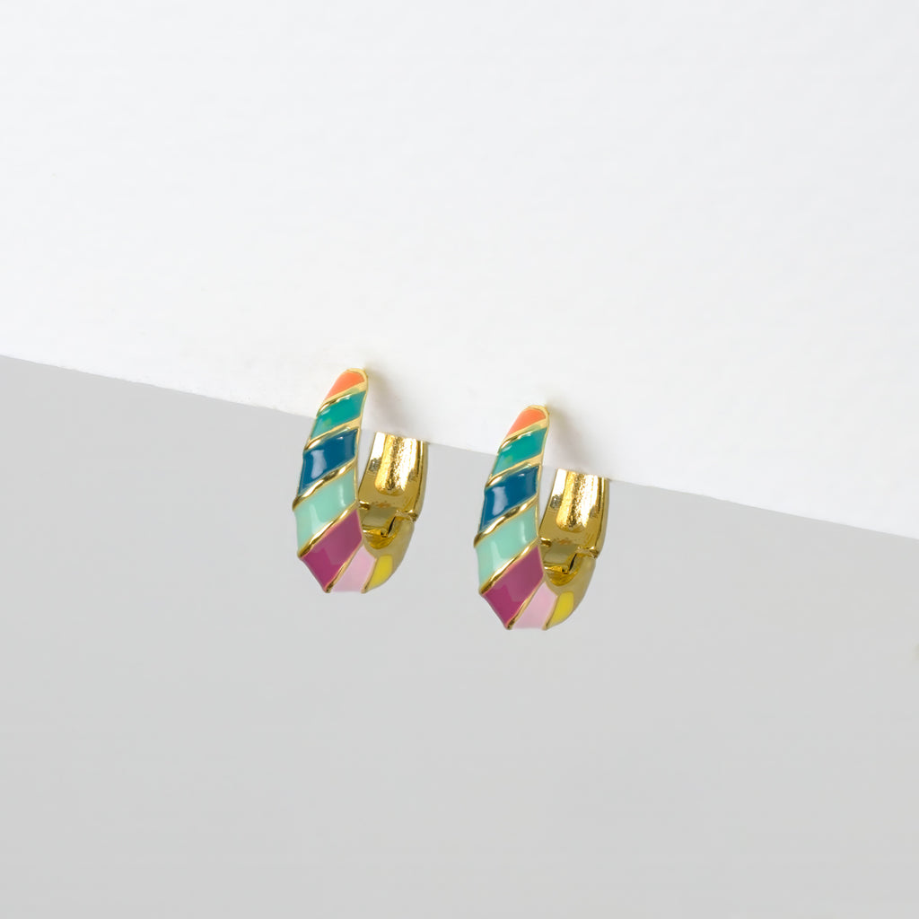 Colorful enamel huggie earrings - Simply Whispers
