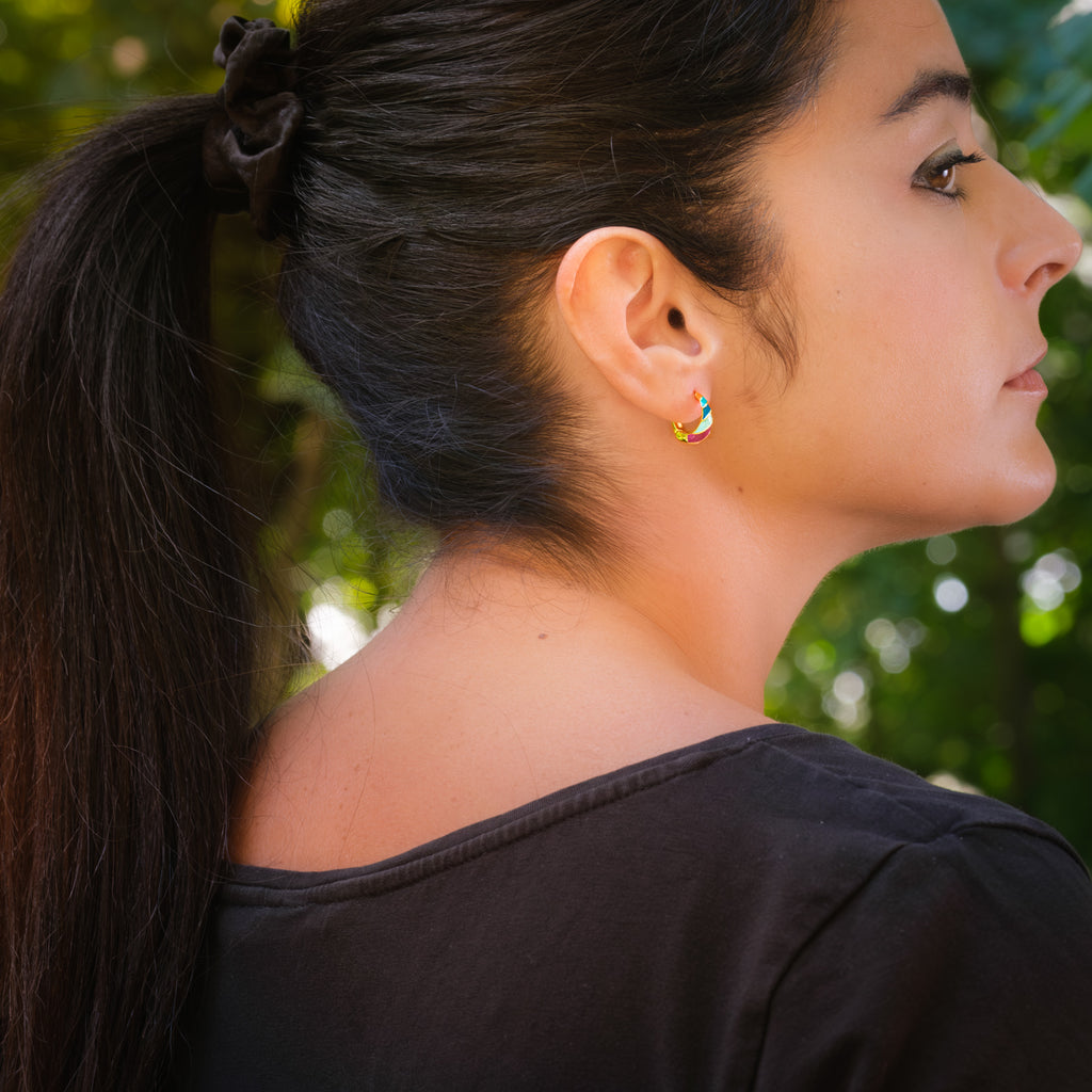 Colorful enamel huggie earrings - Simply Whispers
