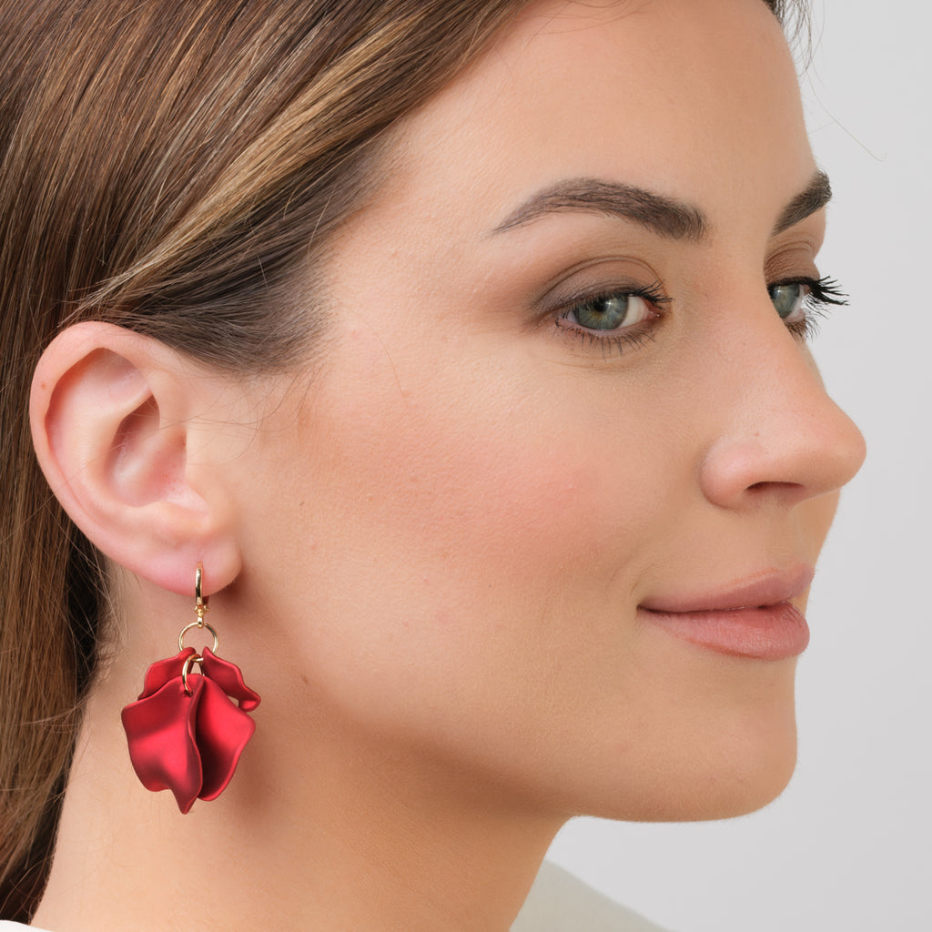 Red Carnation Dangle Earrings - Simply Whispers