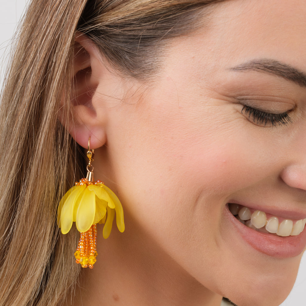 Yellow Calicanto Dangle Earrings - Simply Whispers