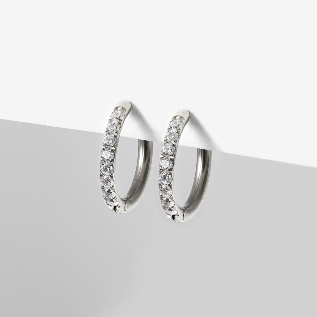 Zirconia Stones Titanium Huggie Earrings - Simply Whispers