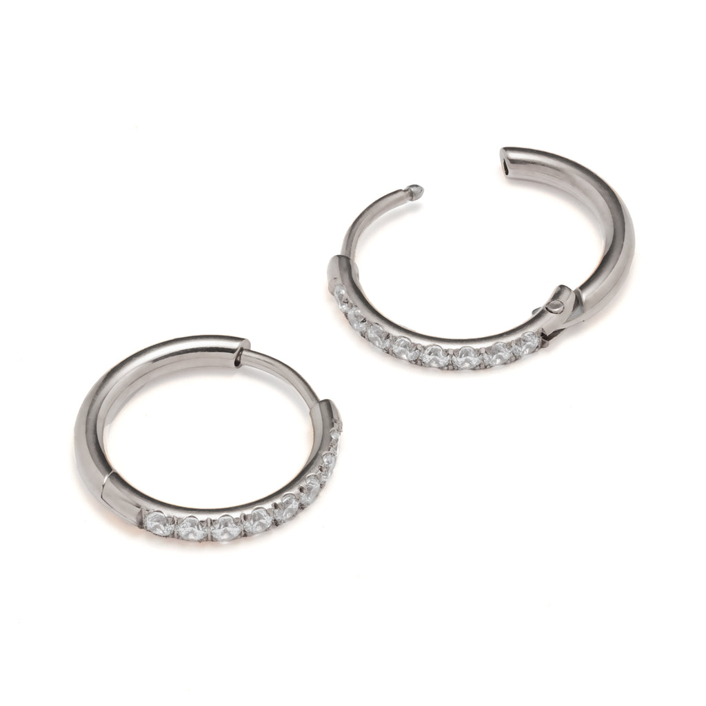 Zirconia Stones Titanium Huggie Earrings - Simply Whispers