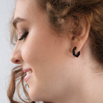 Black Hexagon Titanium Huggie Earrings - Simply Whispers