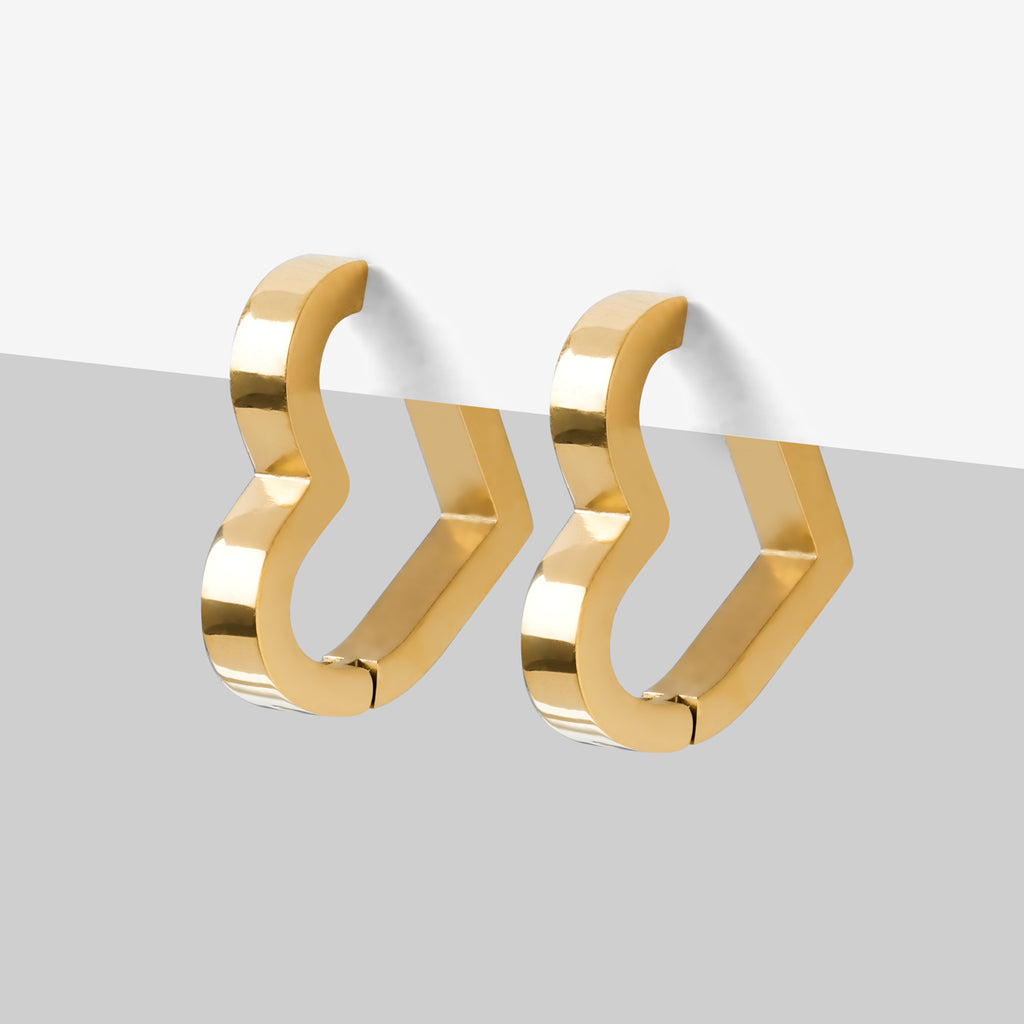Gold Heart Titanium Huggie Earrings - Simply Whispers
