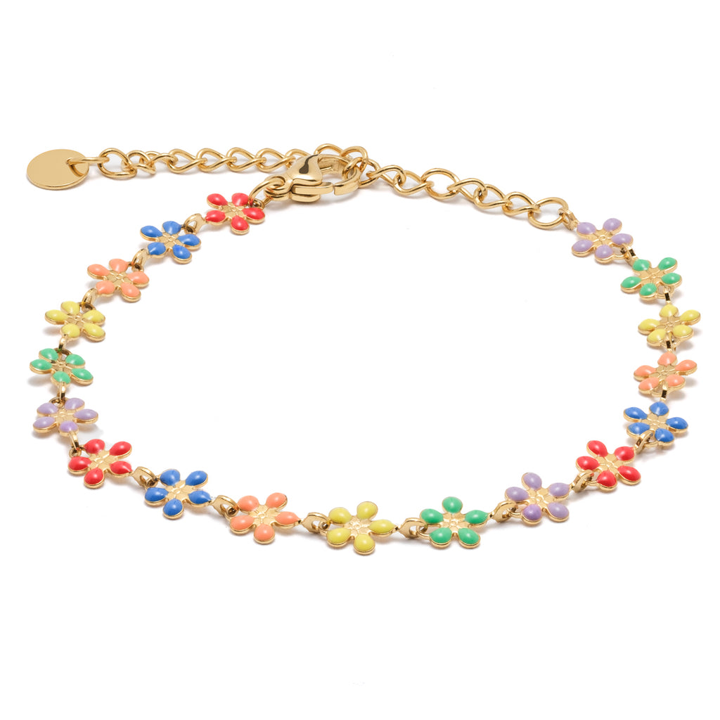 Rainbow Flowers Gold Bracelet - Simply Whispers