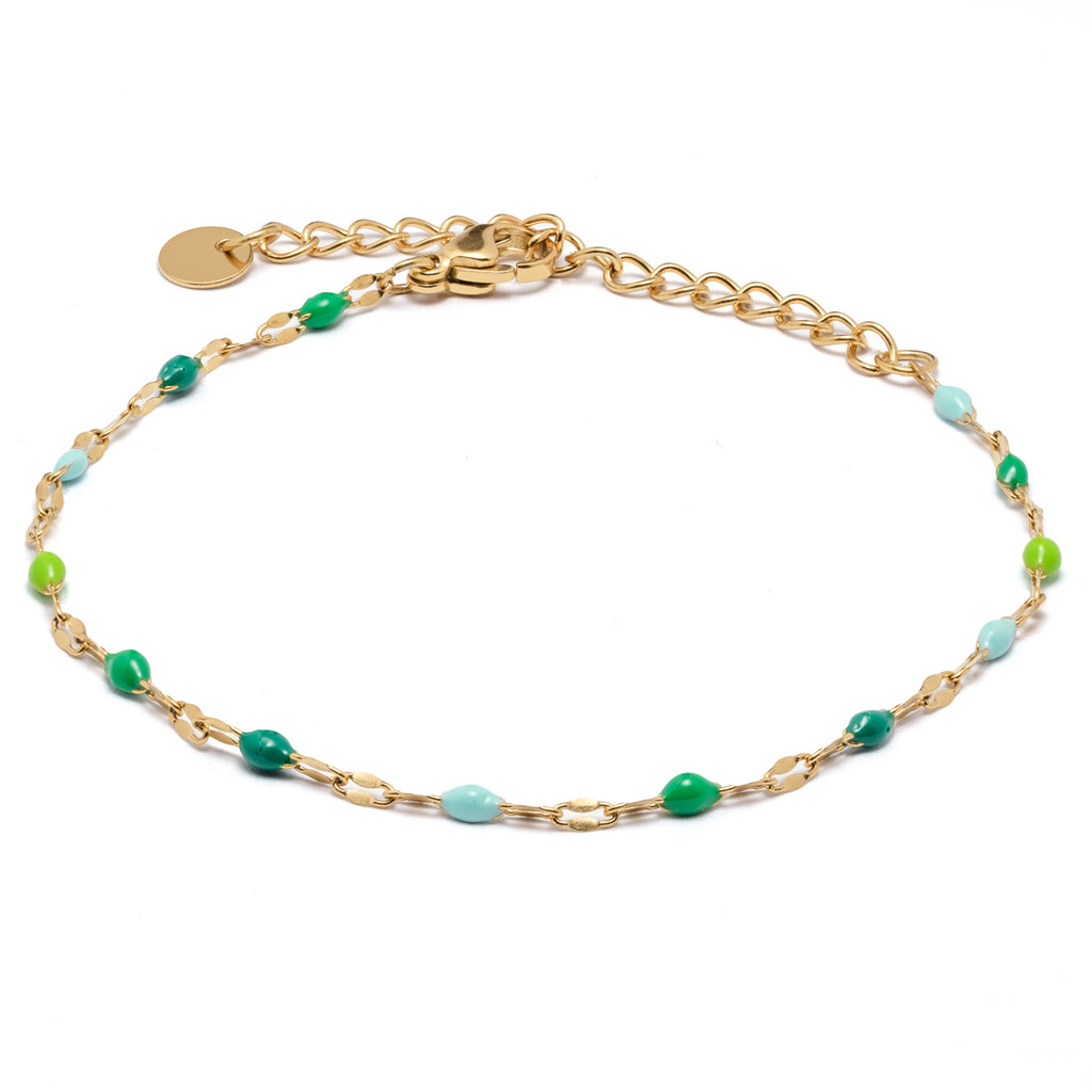Green Beads Gold Bracelet - Simply Whispers
