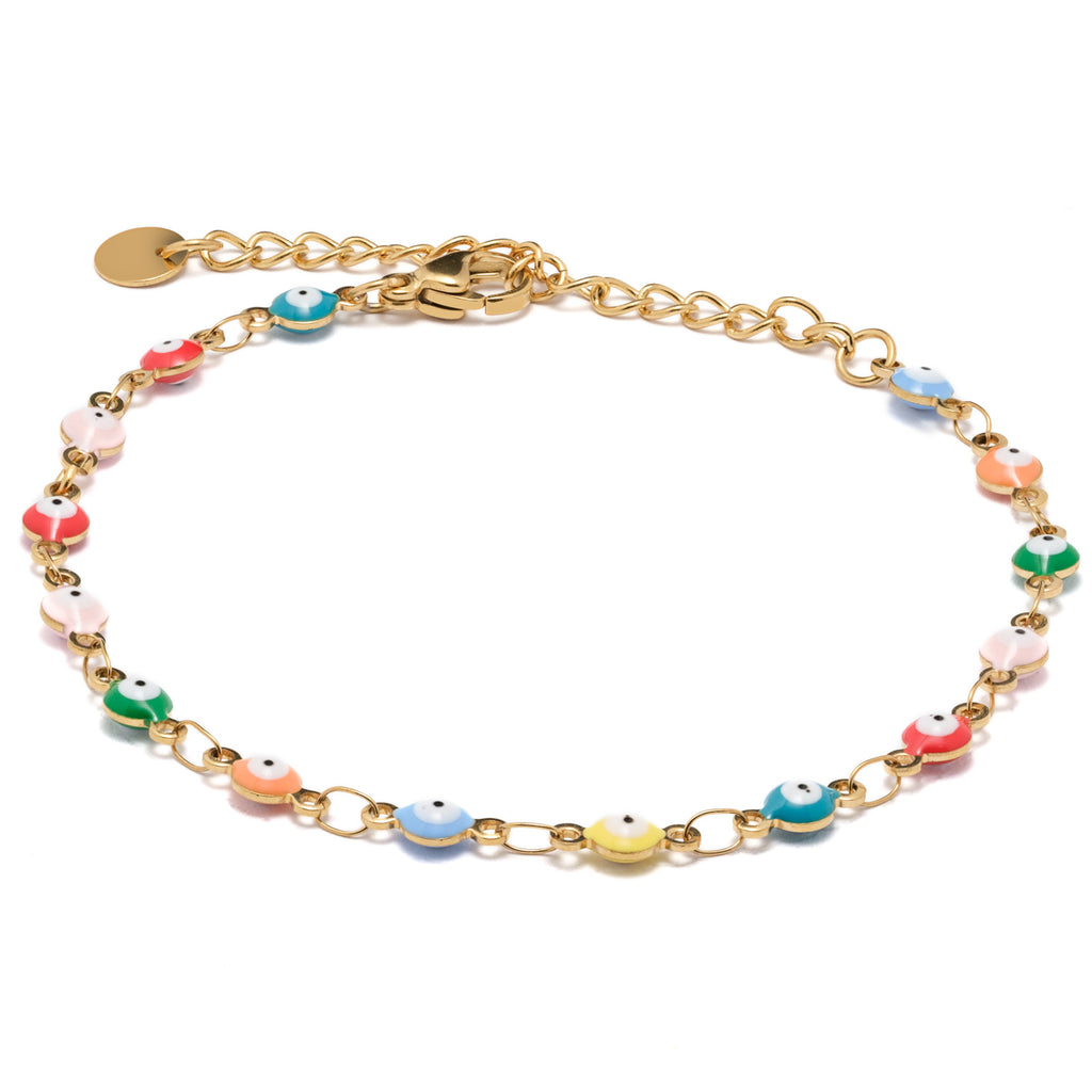 Colorful Eyes Gold Bracelet - Simply Whispers