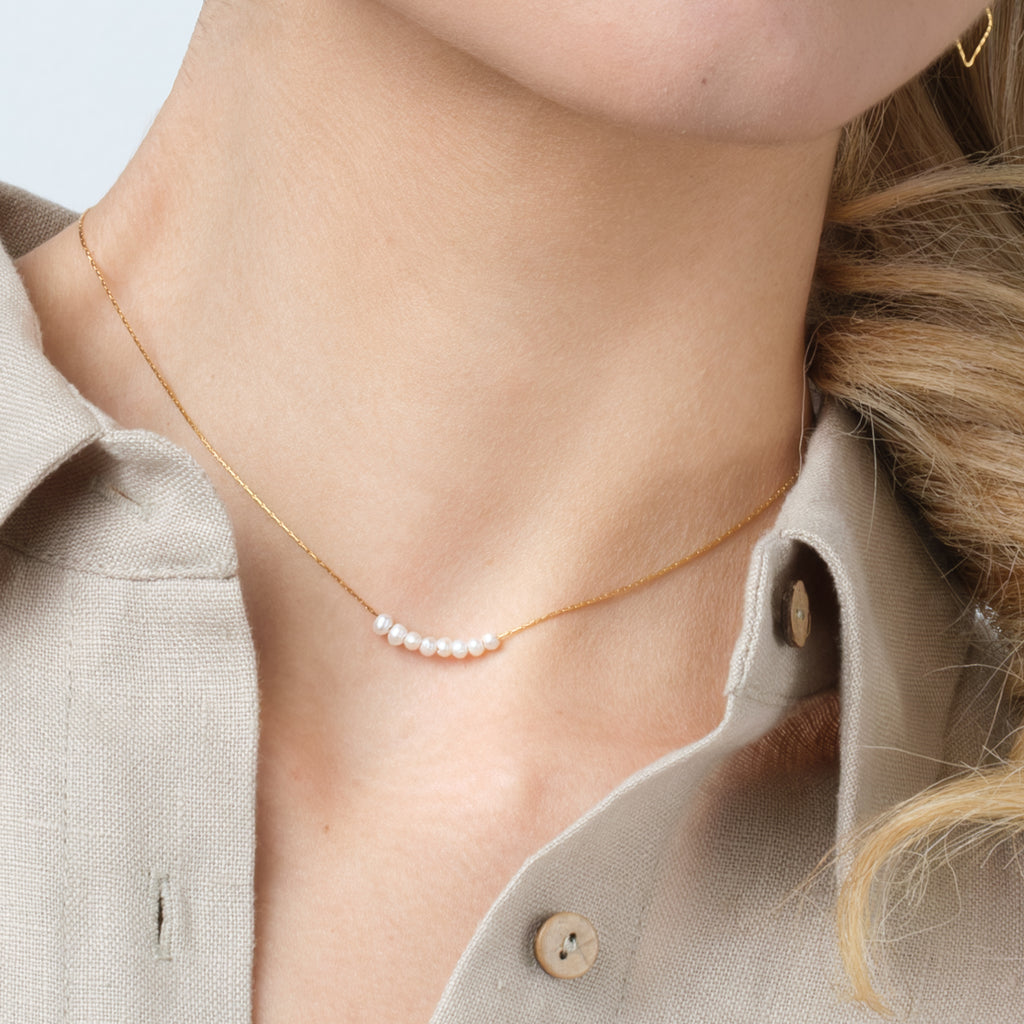Freshwater Tiny Pearls Gold Necklace - Simply Whispers