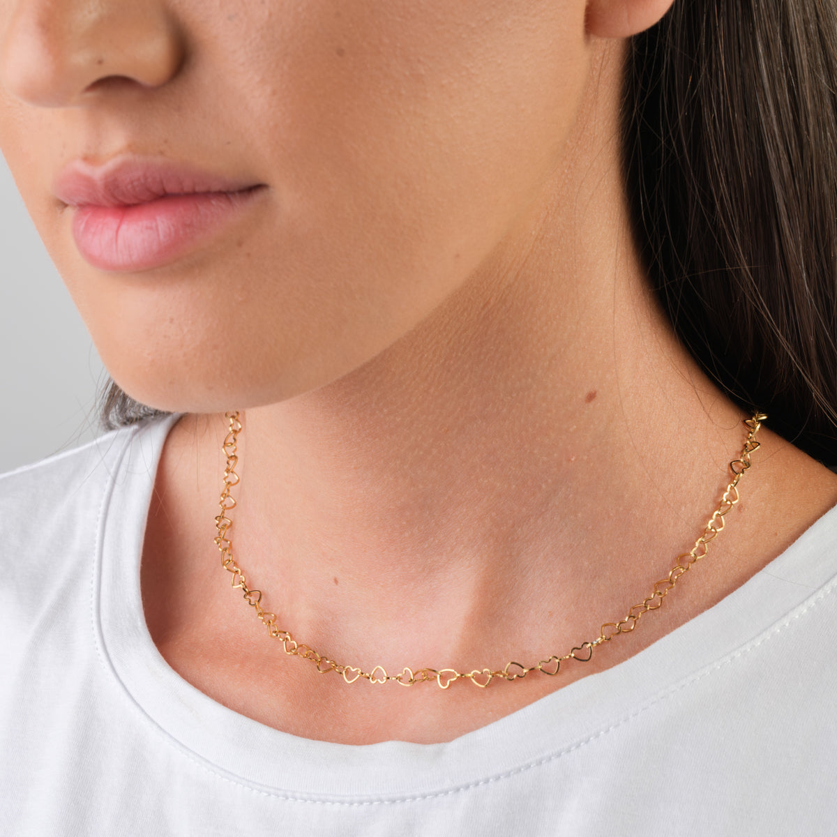Gold Hearts Chocker Necklace - Simply Whispers