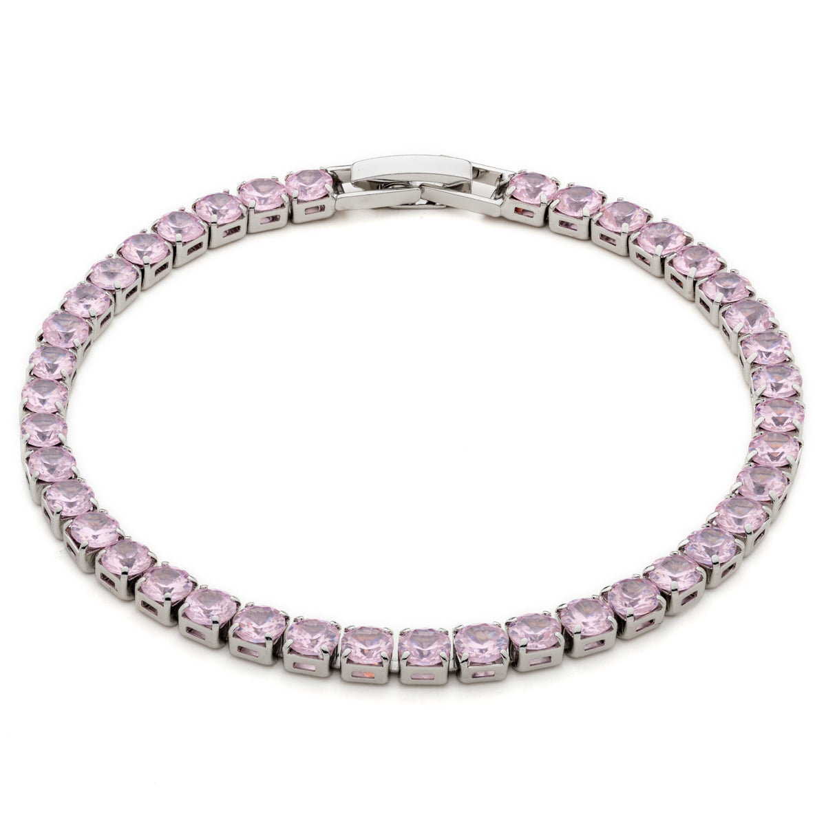 Light Pink Round Zirconia Tennis Bracelet - Simply Whispers