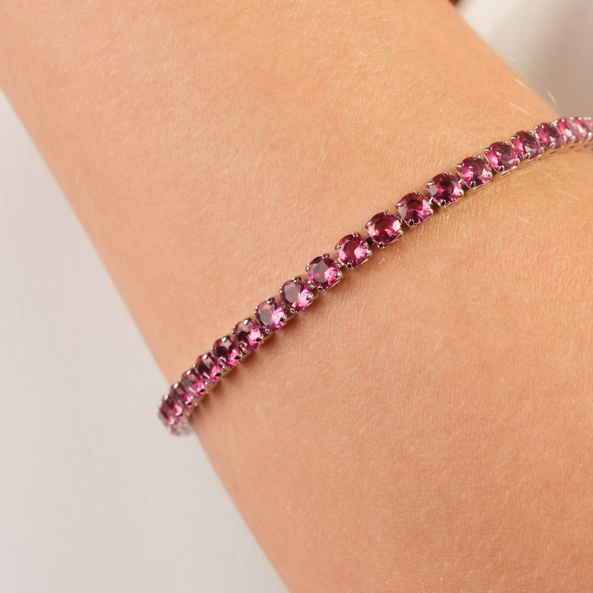 Pink Round Zirconia Tennis Bracelet - Simply Whispers
