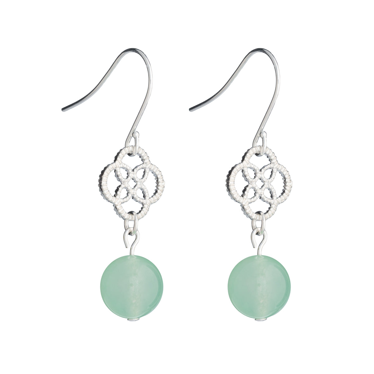 Silver Celtic Knot Green Jade French Hook Earrings - Simply Whispers