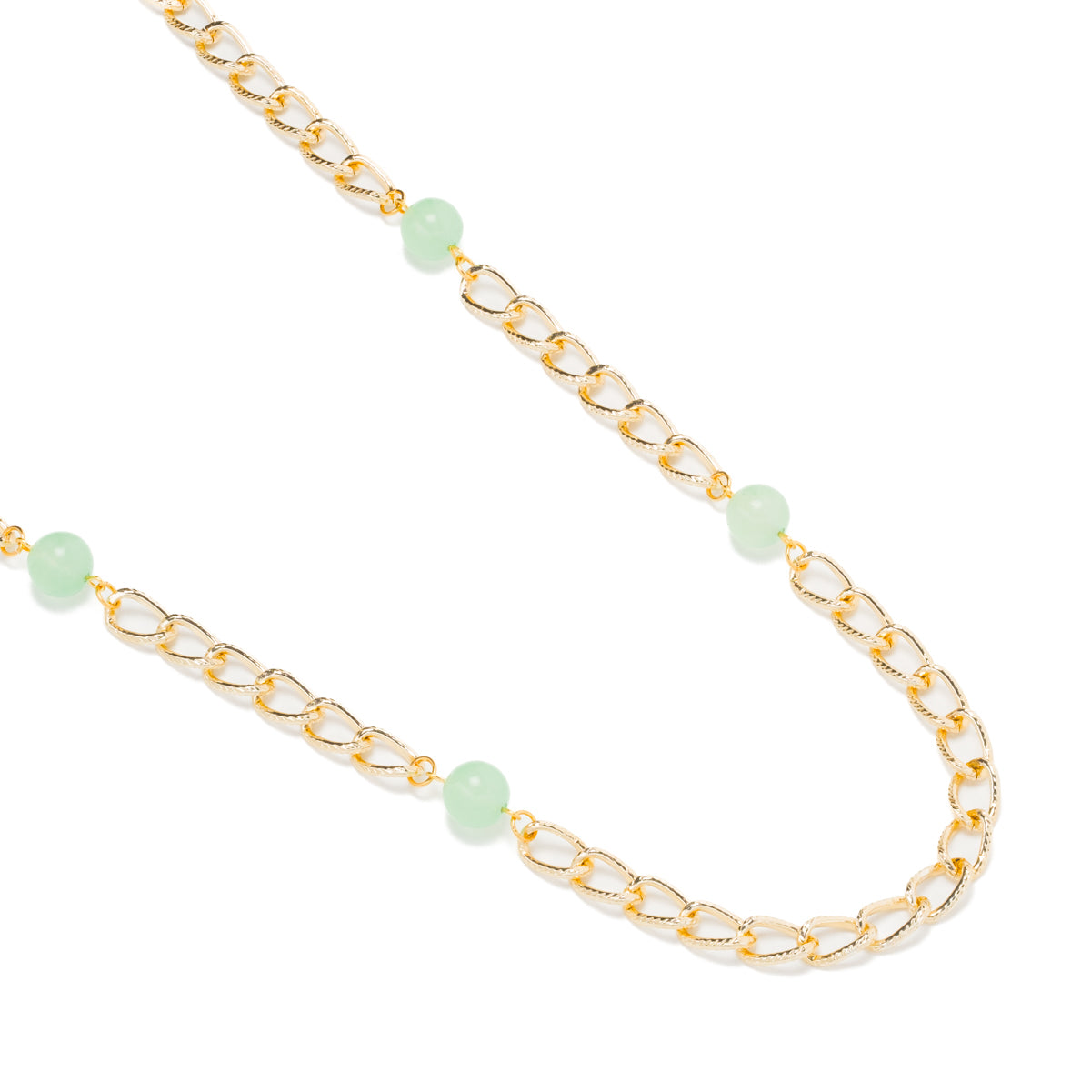 Green Jade Gold Curb Chain Necklace - Simply Whispers