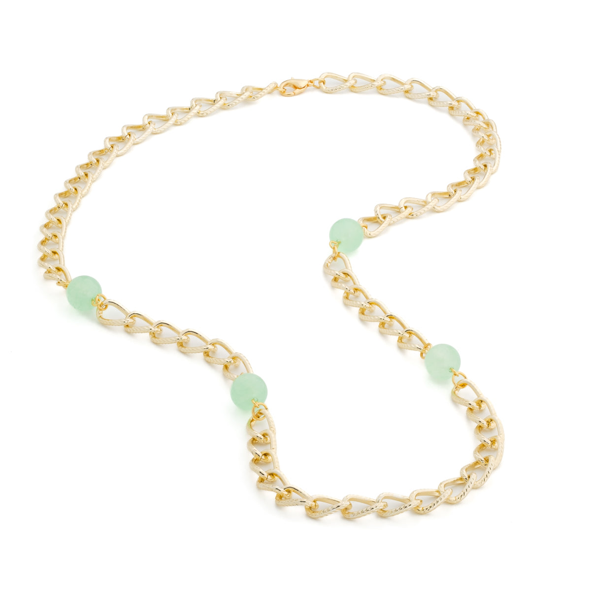 Green Jade Gold Curb Chain Necklace - Simply Whispers